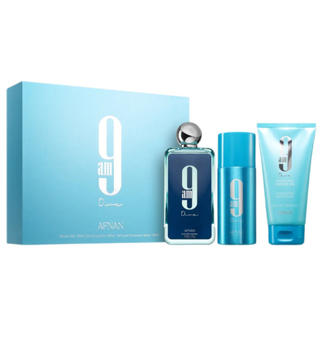 AFNAN 9 AM DIVE SET EDP 100ML + SG 150ML + DEO 150ML